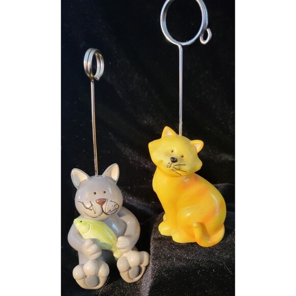 Cat Figurines Photo/ Picture Card Holder Set Of 2 - Picture 5 of 7